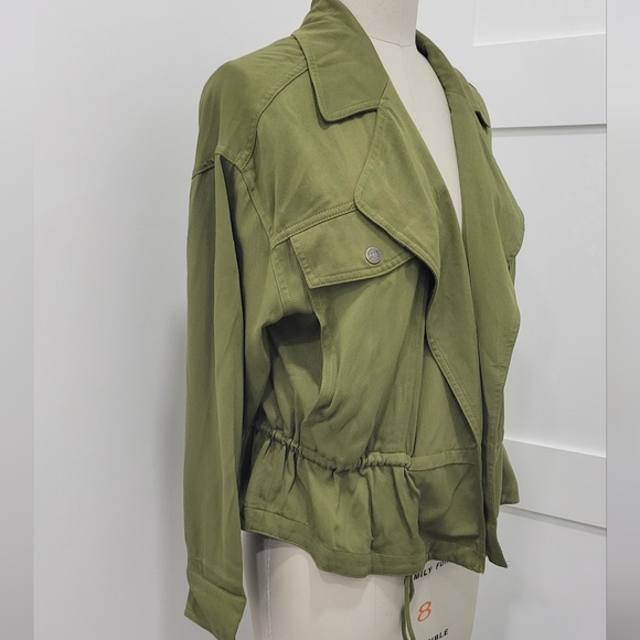 Frye & Co Green Lightweight Open Front Utility Style Jacket - Picture 2 of 14